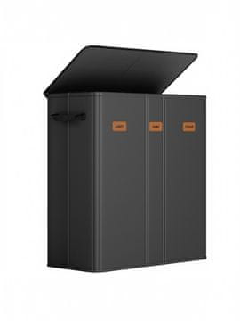 Songmics Košara za rublje 3 pregrade 64x33x75 cm Crna