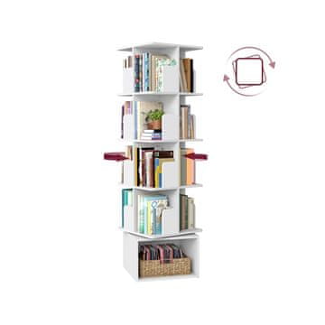 Songmics Rotirajući knjižni regal 40x40x1246 cm bijeli
