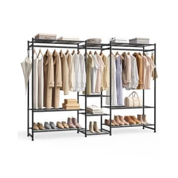 Songmics Stalak za odjeću 7 polica 2 šipke za vješanje 30x2064x1571 cm Crni