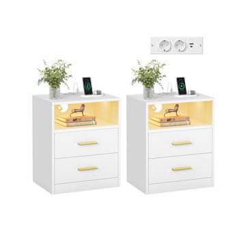 Songmics Set noćnih ormarića 35x401x502 cm bijeli