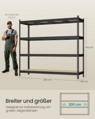 Songmics Čvrsta polica s 4 police 60x200x183 cm crna