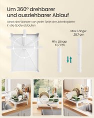 Songmics Oslon za sušenje posuđa 31x42x185 cm Bijeli