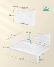 Songmics Oslon za sušenje posuđa 31x42x185 cm Bijeli