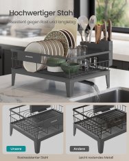 Songmics Oslon za sušenje posuđa 31x42x185 cm Sivi