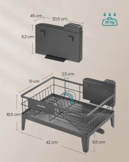 Songmics Oslon za sušenje posuđa 31x42x185 cm Sivi