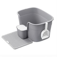 Songmics Kutija za pijesak za mačke 64x76x33 cm siva