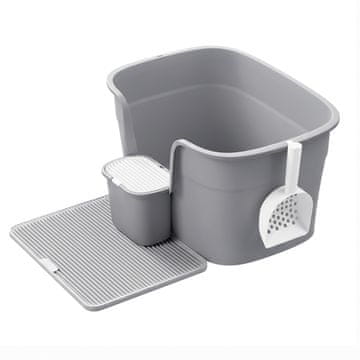 Songmics Kutija za pijesak za mačke 64x76x33 cm siva