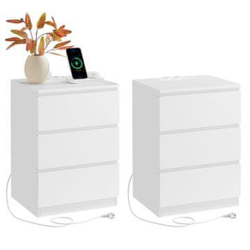 Songmics Noćni ormarić s 3 ladice 35x40x59 cm Bijeli