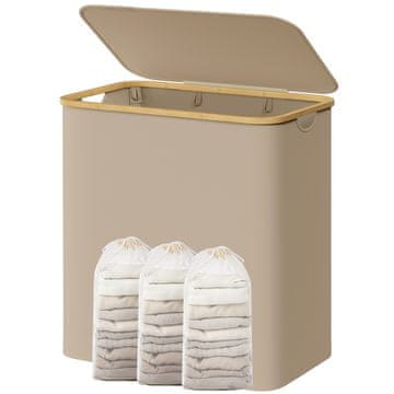 Songmics Košara za rublje 3 pregrade 60x385x705 cm smeđa