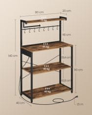 Songmics Kuhinjska polica 40x80x140 cm smeđa