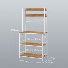Songmics Kuhinjska polica 40x80x170 cm smeđa