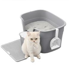 Songmics Kutija za pijesak za mačke 64x76x33 cm siva