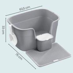 Songmics Kutija za pijesak za mačke 64x76x33 cm siva