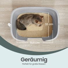 Songmics Kutija za pijesak za mačke 64x76x33 cm siva