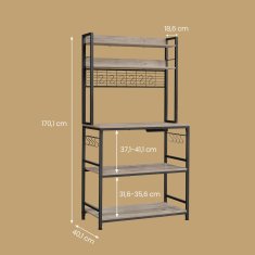 Songmics Kuhinjska polica 40x80x170 cm Greige