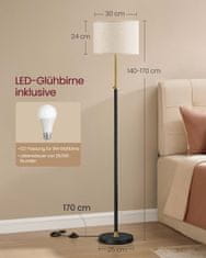 Songmics Podna lampa 30x30x140-170 cm Zlatna Crna