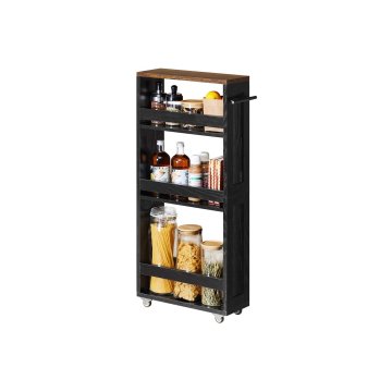 Songmics Kolica na kotačiće 4 nivoa uski kuhinjski kolica 15x43.2x86.5 cm crna