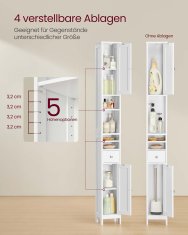 Songmics Kupaonska ormarić 195x214x180 cm Bijela