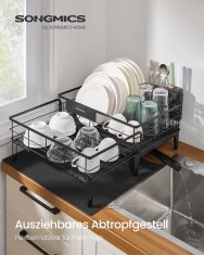 Songmics Oslon za sušenje posuđa 31x42x18.5 cm Crni