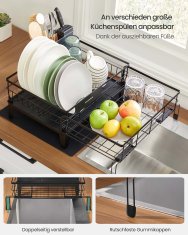 Songmics Oslon za sušenje posuđa 31x42x18.5 cm Crni