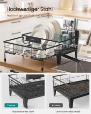 Songmics Oslon za sušenje posuđa 31x42x18.5 cm Crni