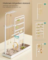 Songmics Stalak za nakit 10x30.6x30.9-47.5 cm Bijeli