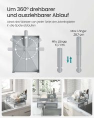 Songmics Oslon za suđe 31x42x185 cm sivi