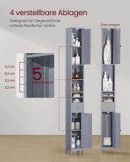 Songmics Kupaonska ormarić 195x214x180 cm Siva