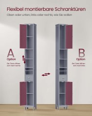 Songmics Kupaonska ormarić 195x214x180 cm Siva