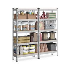 Songmics Čvrsta polica s 5 polica 30x75x150 cm srebrna