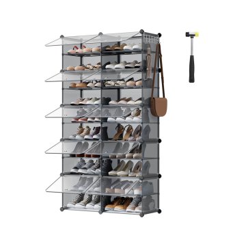 Songmics Polica za cipele 10 pretinaca 32x83x156 cm Siva