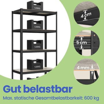 Songmics Set od 2 police za teške uvjete 40x90x180 cm greige