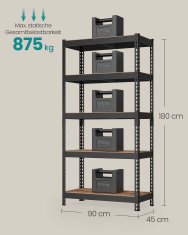 Songmics Čvrsta polica 45x90x180 cm smeđa