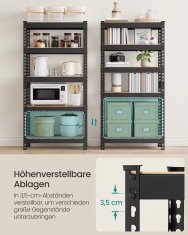 Songmics Čvrsta polica s 5 polica 30x75x150 cm crna