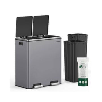 Songmics Kanta za smeće sustav za razdvajanje otpada 59x36.5x65.2 cm siva