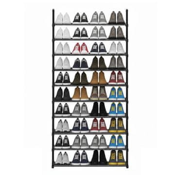 Songmics Polica za cipele 10 razina 30x92x194 cm Crna