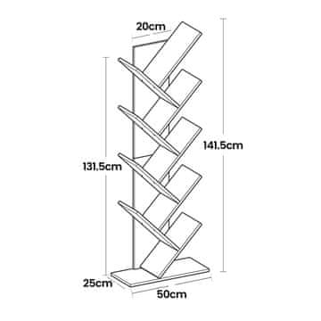 Songmics Knjigovod 9 nivoa u obliku stabla 25x50x1415 cm smeđa