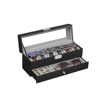 Songmics Kutija za satove 2 razine 10x32.5x13.5 cm Crna