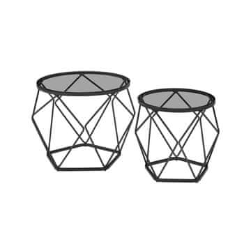 Songmics Set okruglih stolića za kavu 2 komada 50x40 cm sivi