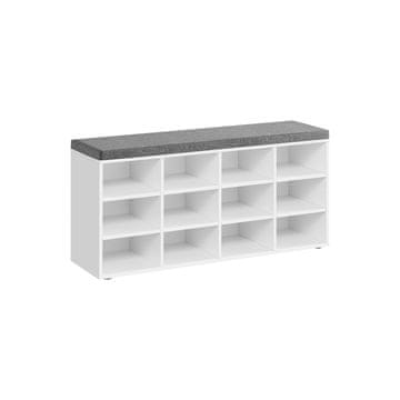 Songmics Klupa za cipele 12 pretinaca 303x104x48 cm Bijela