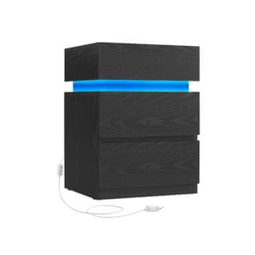 Songmics Noćni ormarić 35x40x55 cm Crni s prostorom za pohranu