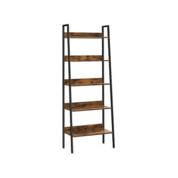 Songmics Polica za knjige s ljestvama 5 polica 30x60x170 cm smeđa