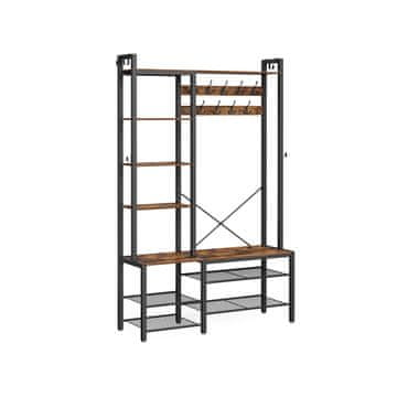 Songmics Vješalica za kapute s klupom za cipele 40x120x190 cm smeđa