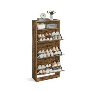 Songmics Ormarić za cipele 3 pretinca 24x60x130 cm smeđi
