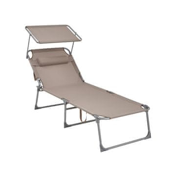 Songmics Ležaljka za sunčanje 71x200x38 cm boje taupe