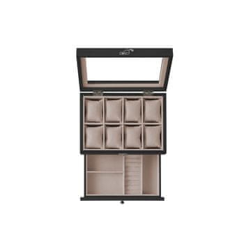 Songmics Kutija za satove 8 pregrada 19x27x125 cm Crna
