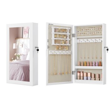 Songmics Ormarić za nakit 10x37x67 cm Bijeli