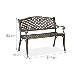 Northix Metalna vrtna klupa 120 cm crna i brončana otporna na vremenske uvjete