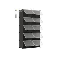 Songmics Polica za cipele 10 pregrada 32x165x125 cm Crna