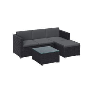 Songmics Vrtni namještaj set kutna sofa lounge set 60x173x66 cm crno siva